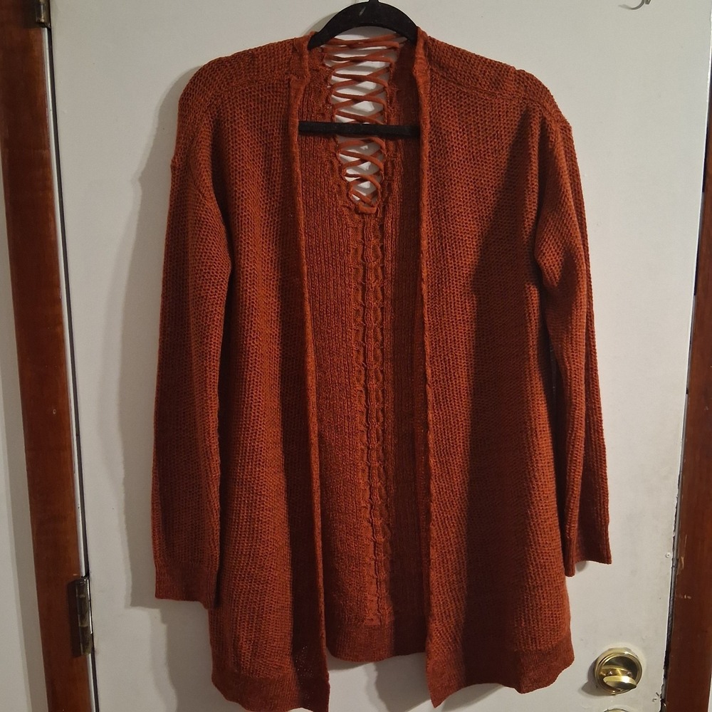 Fairy Grunge Boho Cardigan Rust Burnt Orange EUC M